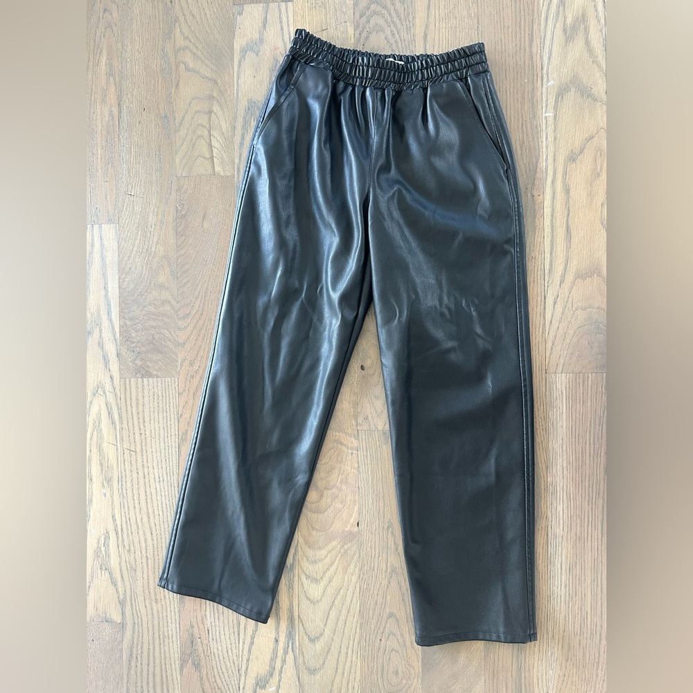 Girls black pleather pants. MNG (Mango) Size 9.